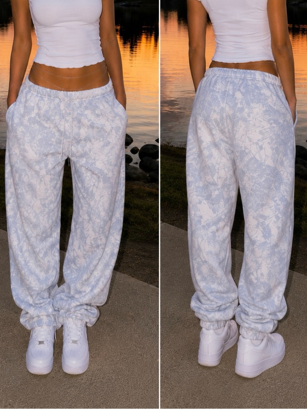 Ultra Flirt Powder Blue Woodland Camo Ultra Fleece Joggers Small